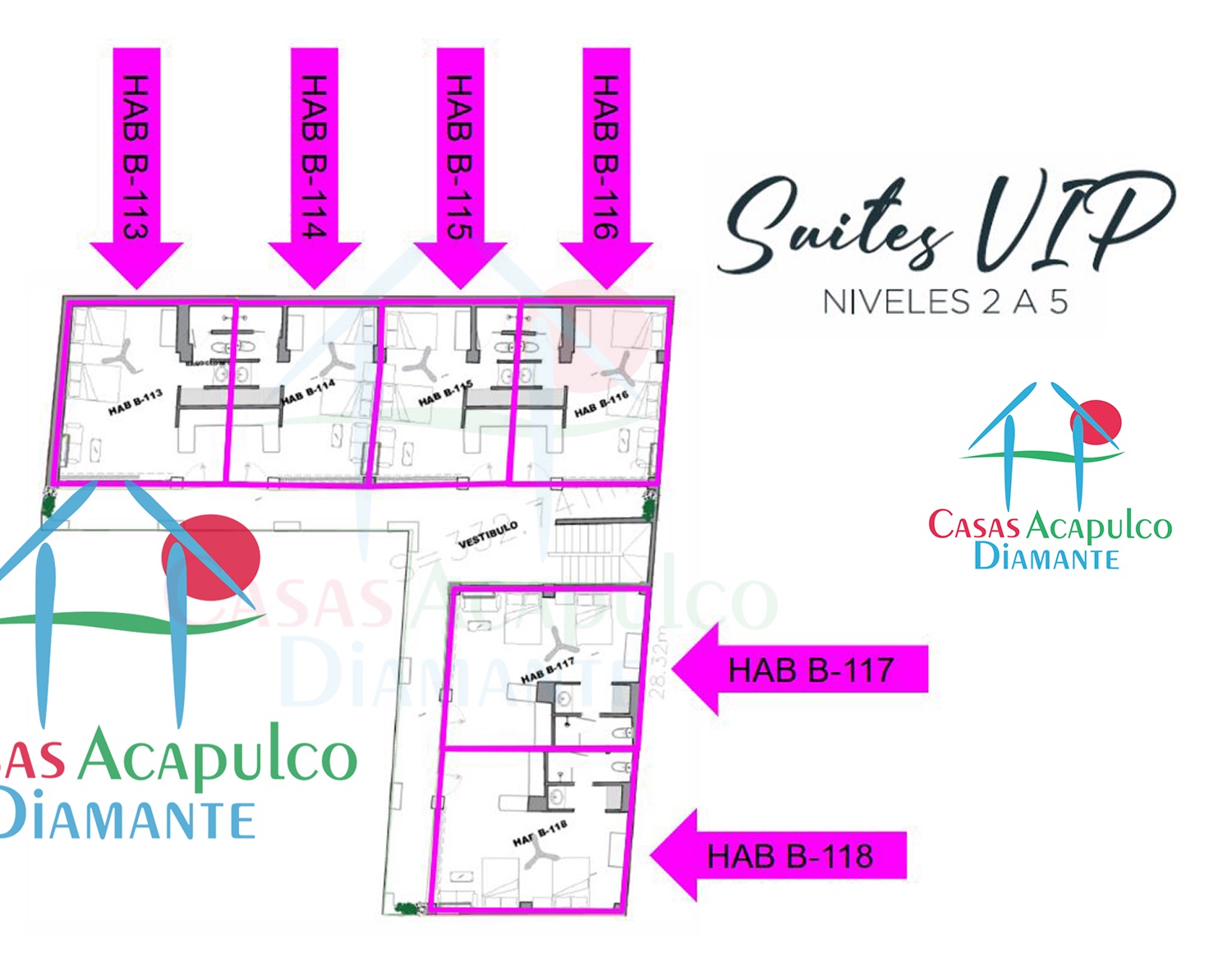 Romano Suites VIP B113 - B118 - Plano suites disponibles 1